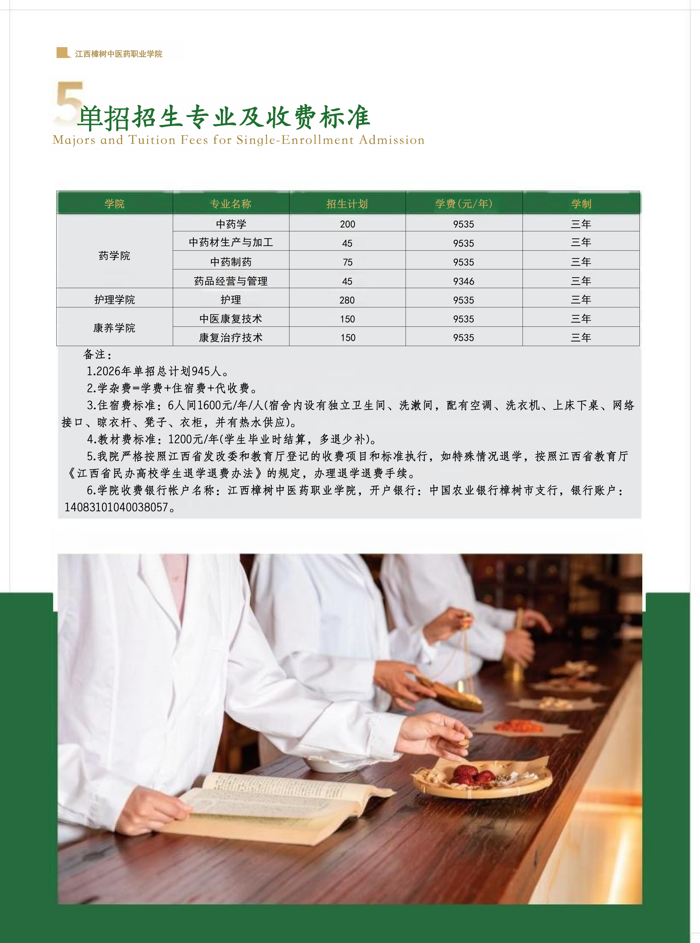 江西樟树中医药职业学院 2026年单招招生简章